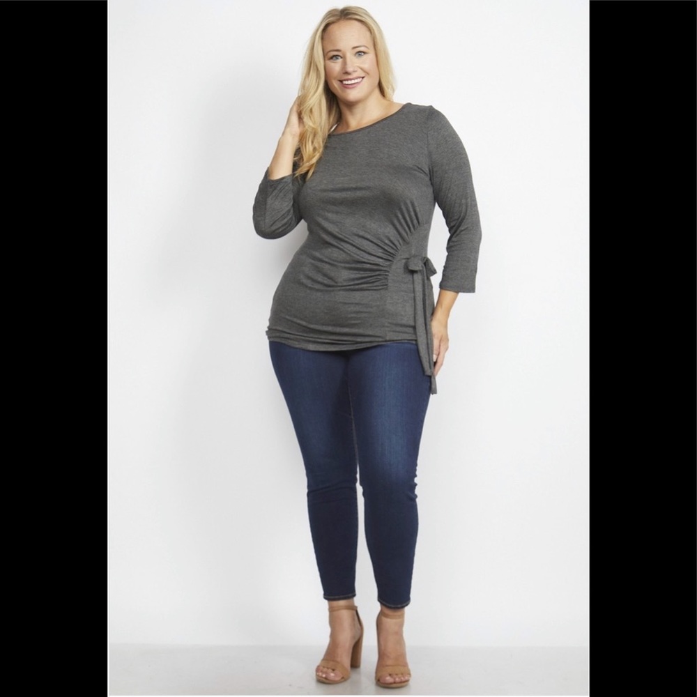 Plus Size Grey Side Knot Top - 3 Pack